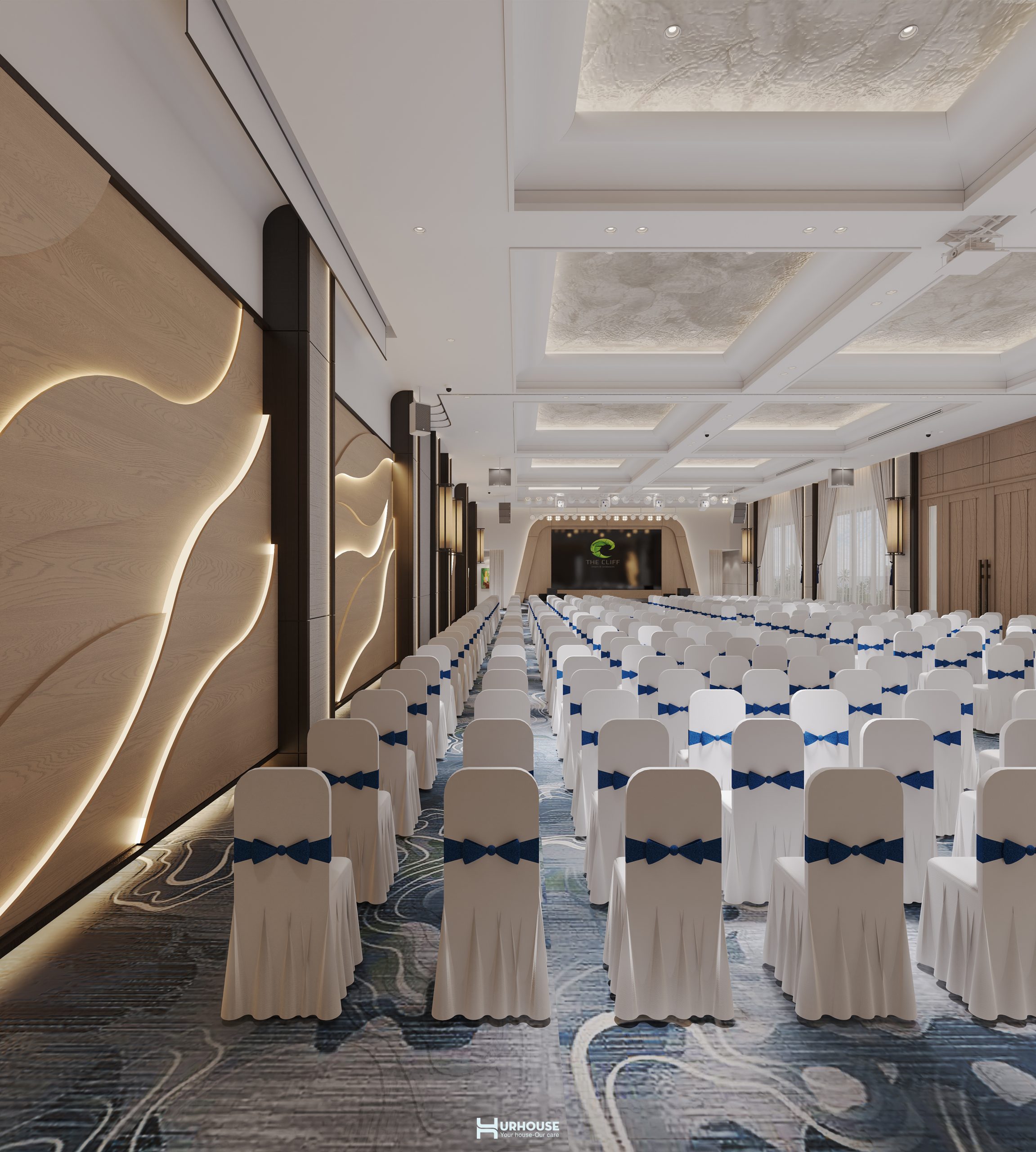 ánh sáng được thiết kế dạng đường cung 