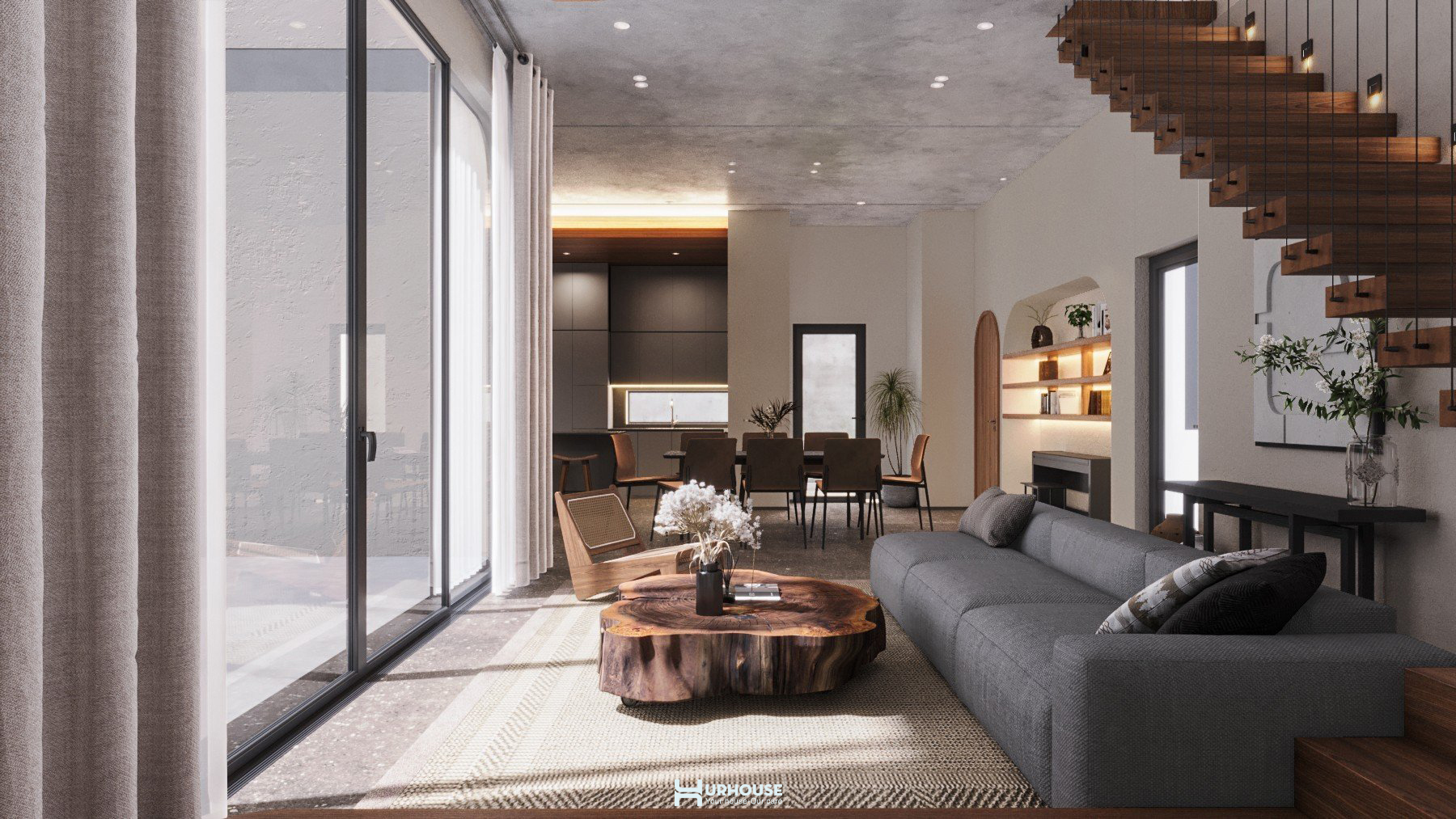 khong gian phong khach tropical house