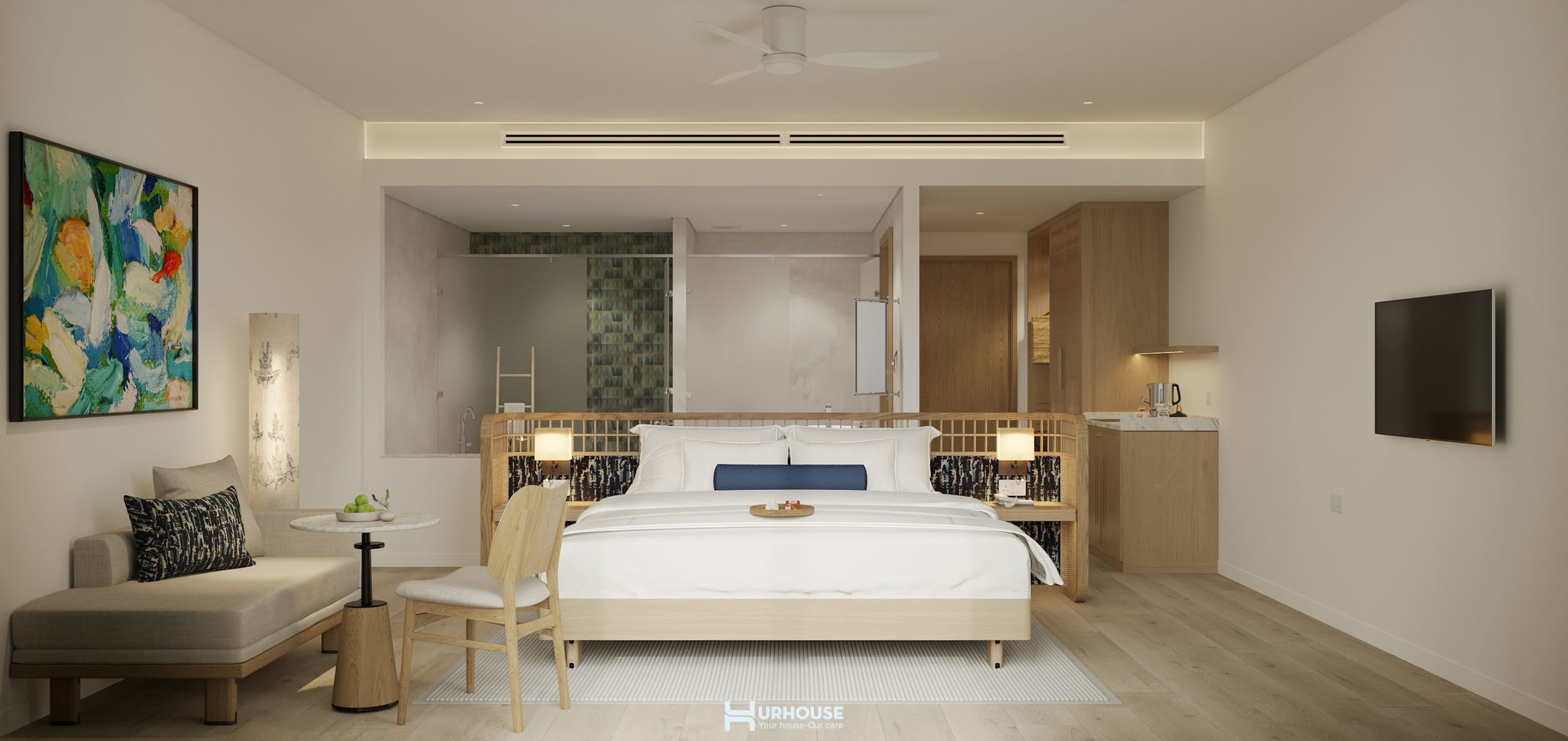 Không gian phòng ngủ tại the cliff villa