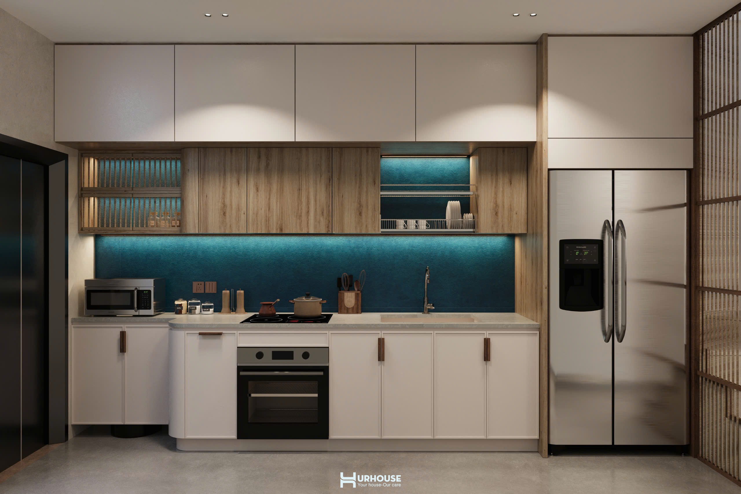 phòng bếp dự án nhà phố cô giang 