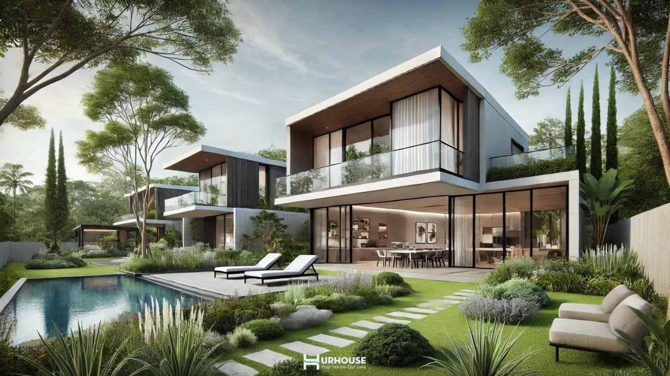 Biệt thự vườn thường được thiết kế với khu vực sân vườn rộng lớn 