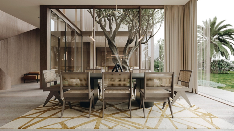 Ảnh đại diện bài viết về nội thất gỗ óc chó trong biệt thự vườn