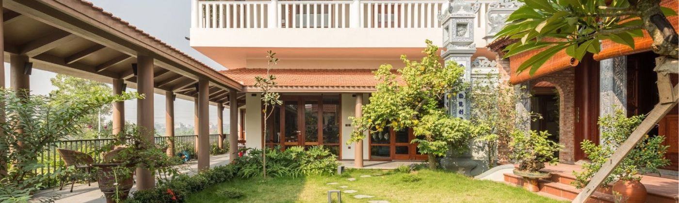 Biệt thự vườn nội thất hiện đại dùng vật liệu nhẹ thân thiện môi trường