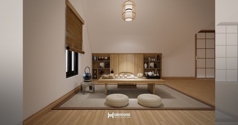 Sofa, thảm và đèn những điểm nhấn tạo nên không gian Japandi