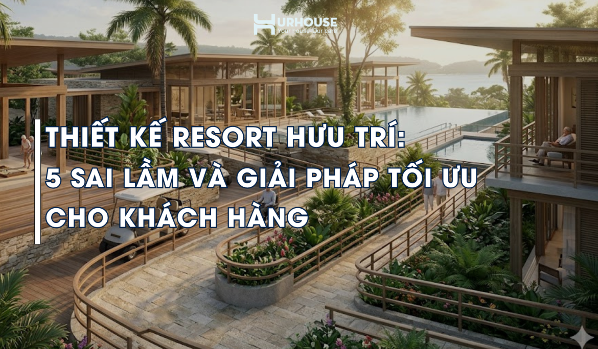 Thiết kế resort hưu trí với không gian xanh, lối đi an toàn và kiến trúc thân thiện cho người cao tuổi