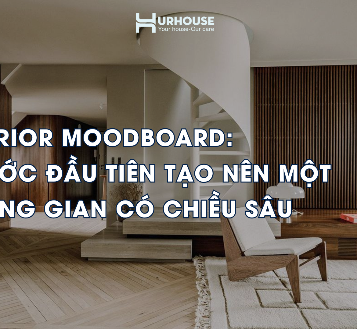 Interior Moodboard trong thiết kế nội thất hiện đại với bảng màu và vật liệu tự nhiên